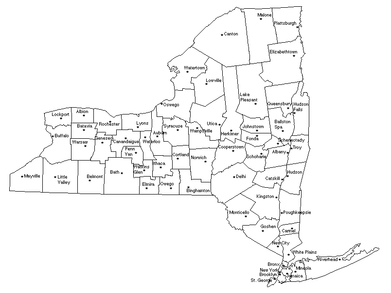 new york state map with cities. in New York State.